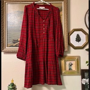 Loft Christmas Plaid Tartan Dress